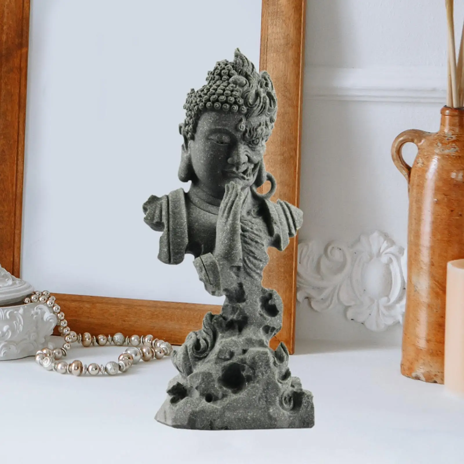 Decorative Buddha Sandstone Sculpture Desktop Figurine for Home Ornaments Interior Decoration Luxury Table Living Room