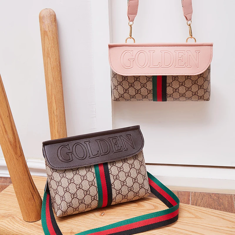 New European retro plaid letter shoulder bag feeling woven shoulder strap mobile phone certificate oblique span women's bag