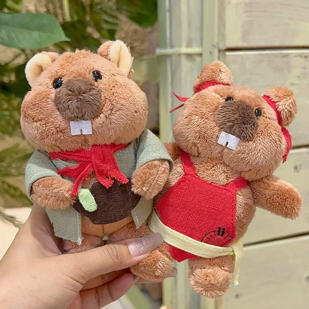 Cartoon Design Groundhog Plush Keychain Stuffed Doll Soft Texture Groundhog Backpack Doll Kawaii Lovely Plush Bag Pendant
