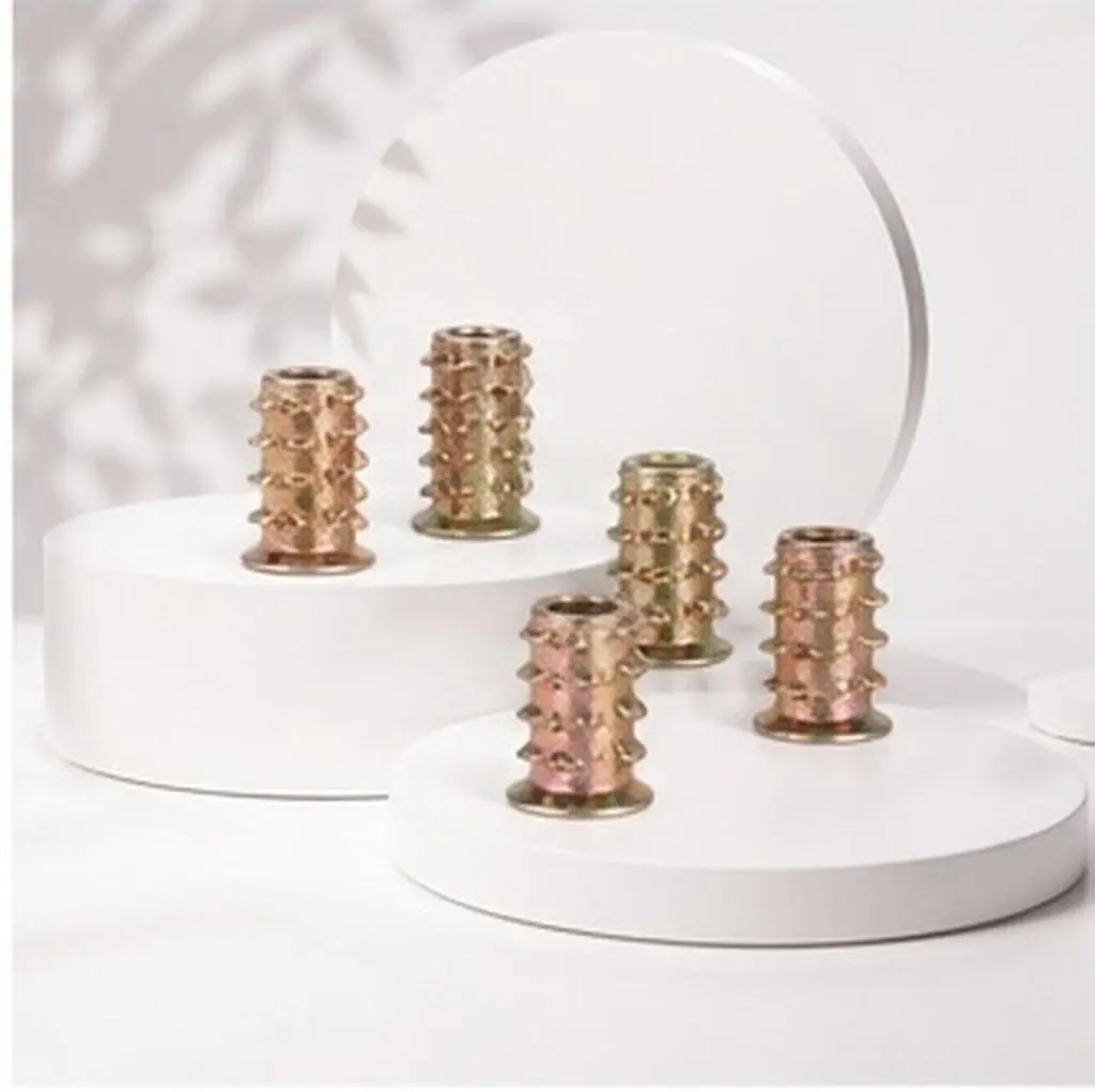 100Pcs Internal Hex Threaded Inserts Carbon Steel Furniture Screw Nuts Thickened Smooth Wood Fasteners Threaded Inserts for Wood
