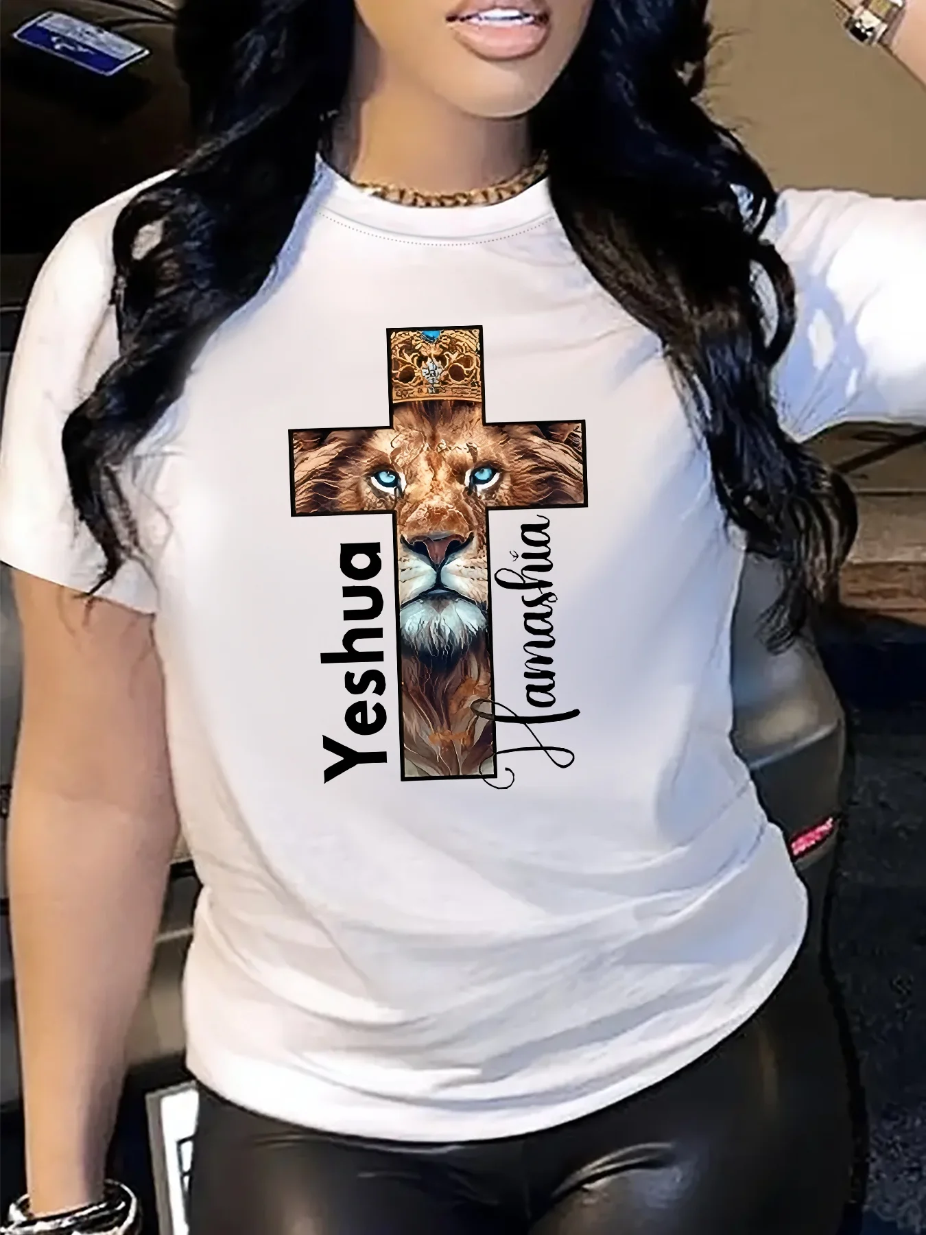 

Women's Lion King Print T-Shirt High Quality Round Neck Short Sleeve Cotton Tees Retro Hip Hop Y2k T-shirt Summer Women Clothing