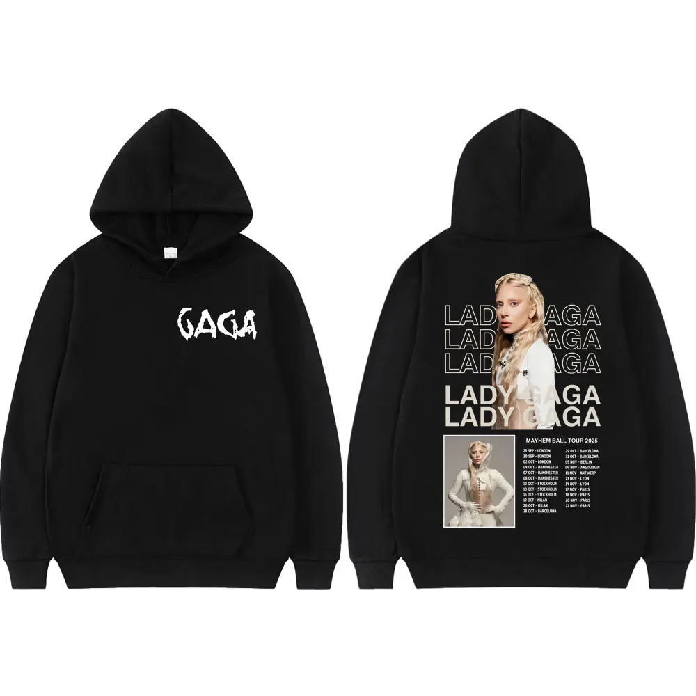 

Singer Lady Gaga The Mayhem Ball Tour 2025 Hoodie Fashion Aesthetic Hooded Sweatshirts Men Women Casual Loose Fleece Pullovers