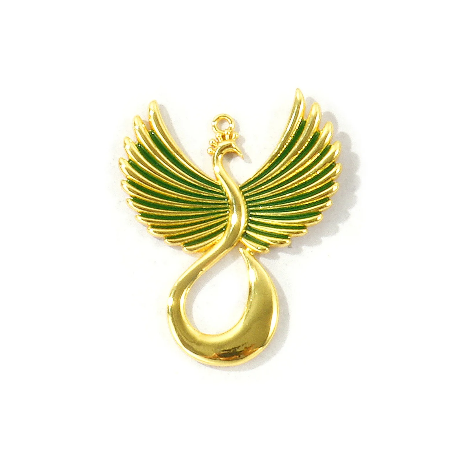 1 Stück Mehrfarbiger Emaille-Phönix-Anhänger, Mythisches Tier, Messing-Charms für DIY-Halsketten, Ohrringe, Schmuckherstellung, Großhandel, 4x3,3 cm – Detail 7