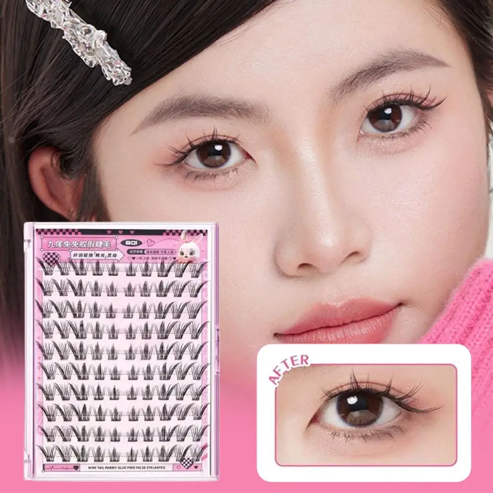 Hot No Need Glue Fox Eye Effect Fluffy False Eyelashes Reusable Lash Segmented Thick Self-adhesive Extension Winged DIY M6B7