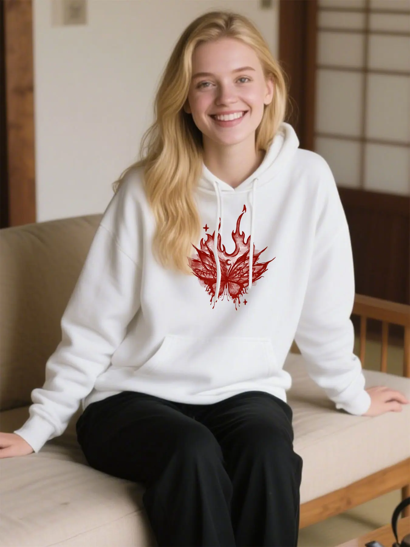 

​Splatter Butterfly Flame & Stars Premium Soft Cotton Hooded Sweatshirt For Daily Comfort Labor Day​