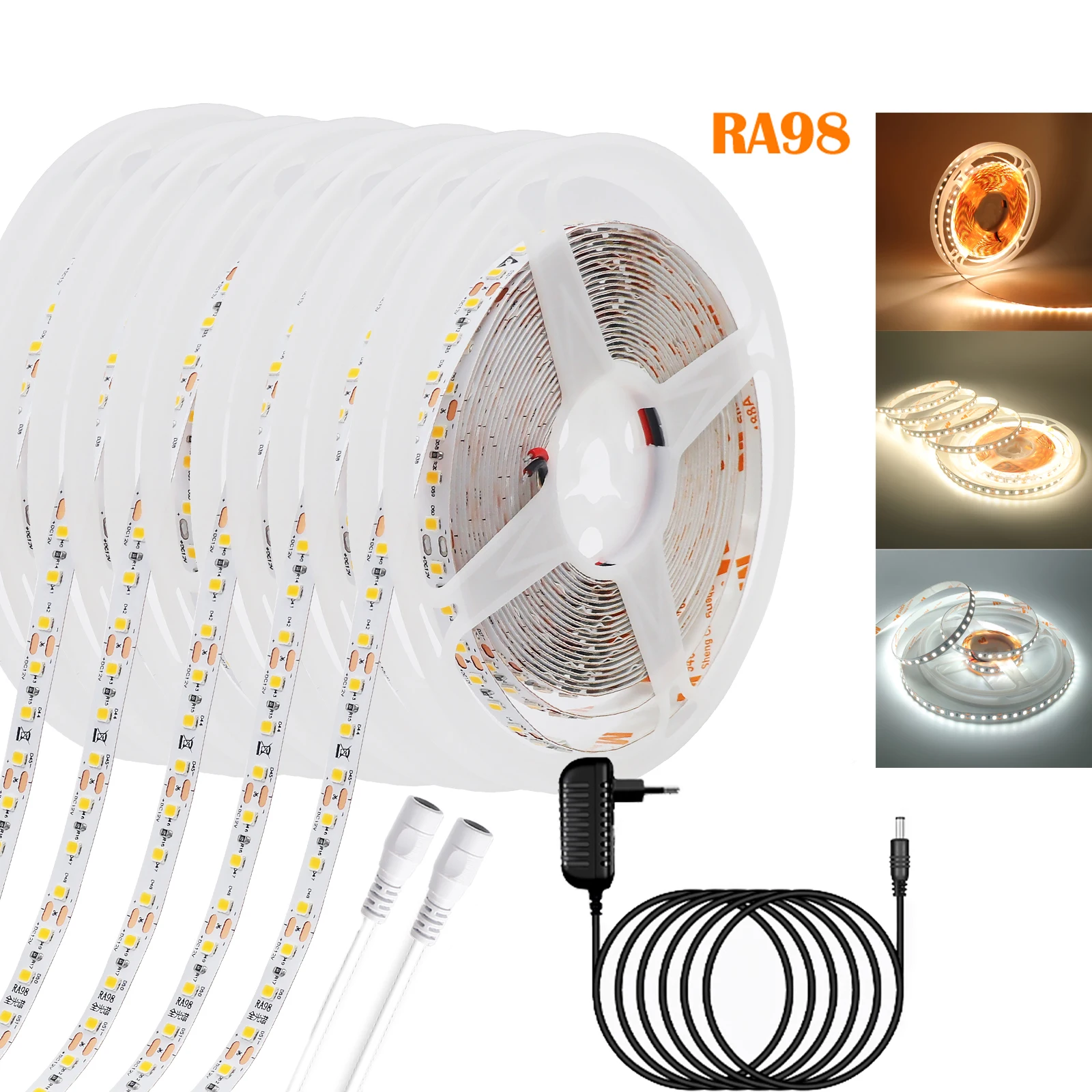 

Светодиодная лента Ra98 Full Spectrum 12В 2835 120LEDs/m, гибкая лента 8мм на плате PCB с клеевым слоем, 3000K 4000K 6000K, для домашнего освещения