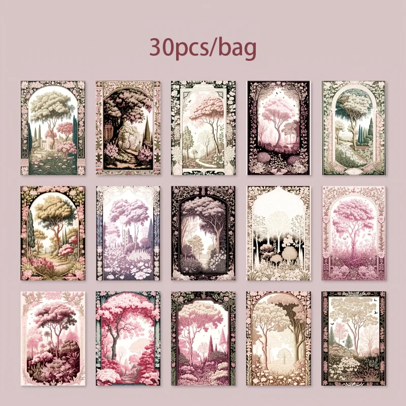30pcs Vintage Forest Fantasy Craft Paper | Tearable, Multi-Use for DIY Projects, Scrapbooking, Journaling & Origami