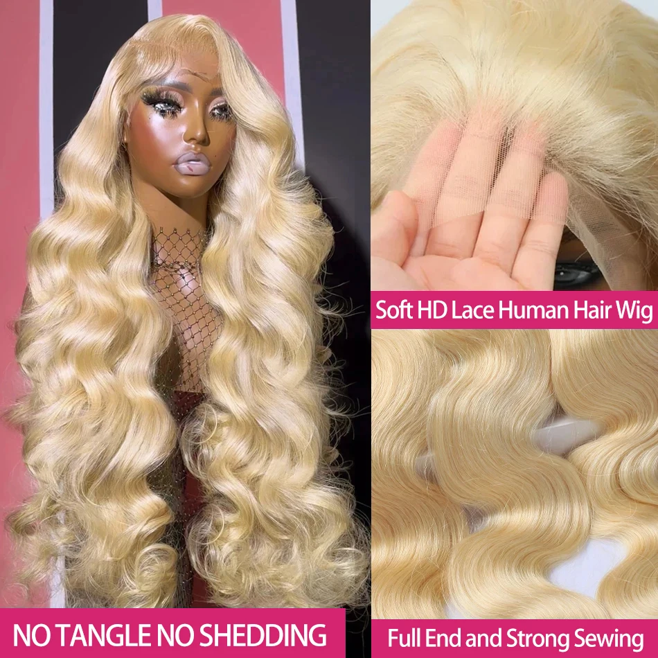 30 40 Cal 613 blond 13x6 HD przezroczysta koronkowa peruka przednia 13x4 Body Wave kolorowe peruki 360 peruki typu Lace z ludzkich włosów dla czarnych kobiet