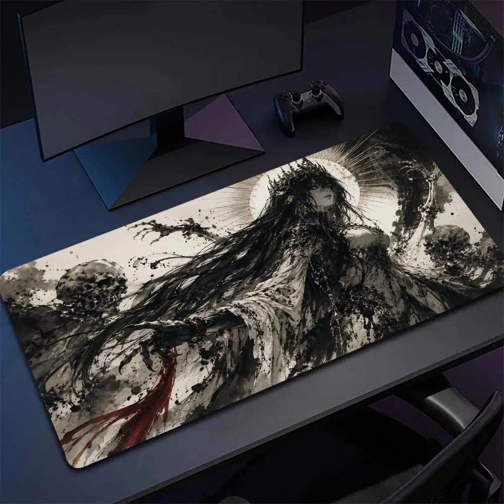 Gothic Dark Queen Skeleton Army Eclipse Night Landscape Big Anti-Slip Extended Gaming Mouse Pad Desk Keyboard Mat