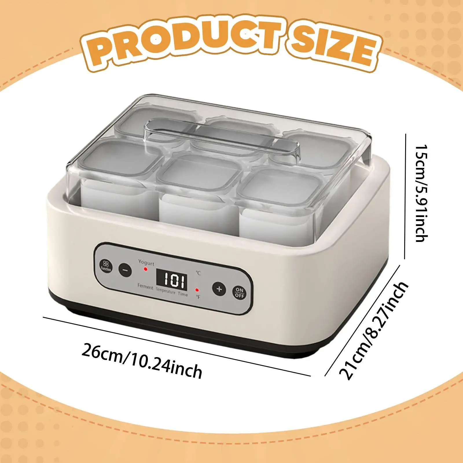 ماكينة صنع الزبادي مع 6 أكواب زجاجية، ماكينة تخمير، تحكم ثابت في درجة الحرارة، متعددة الوظائف
