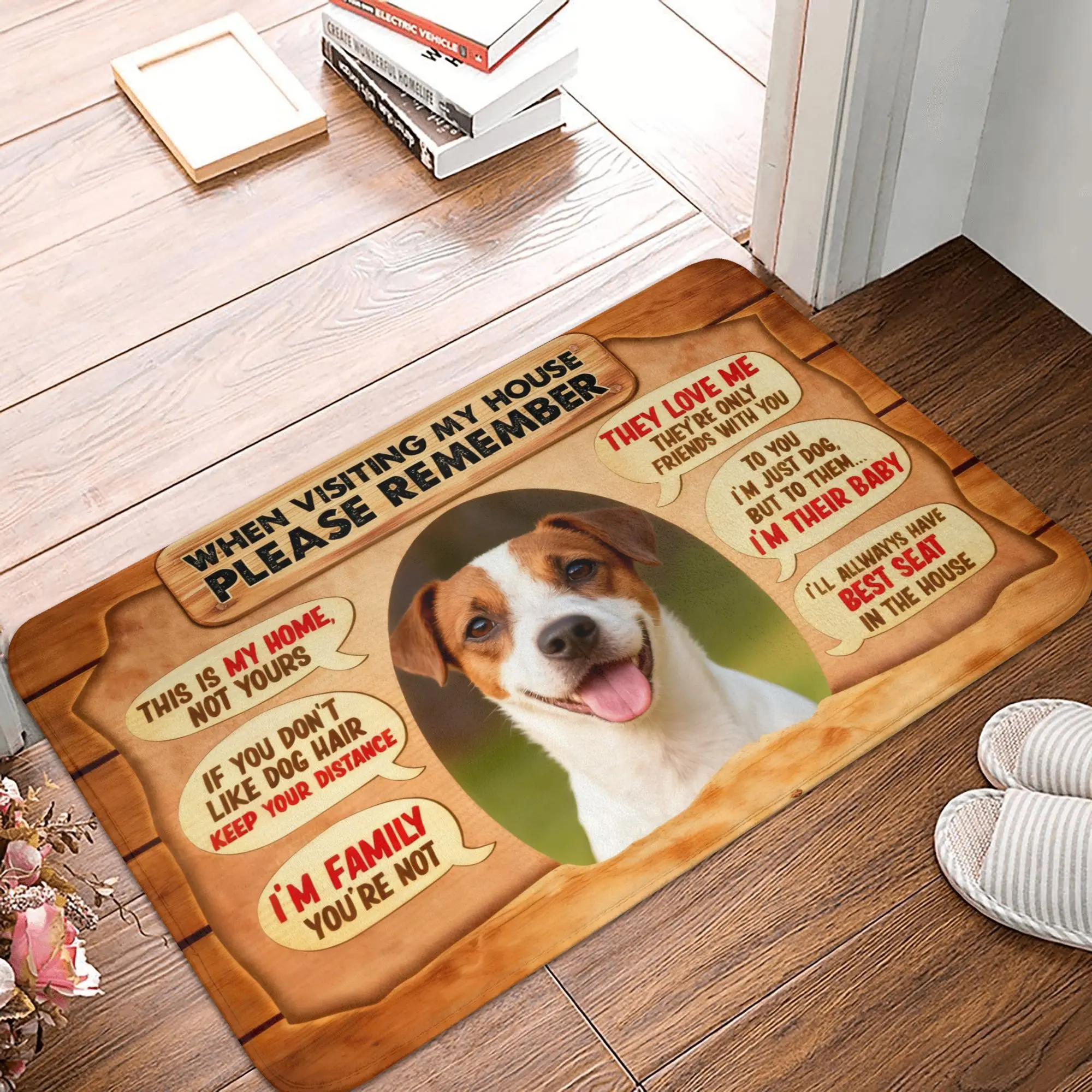 When Visiting My House Please Remember Jack Russell Terrier Dog Doormat Mat Anti-Slip  Bathroom Kitchen Living Room Rug Carpet