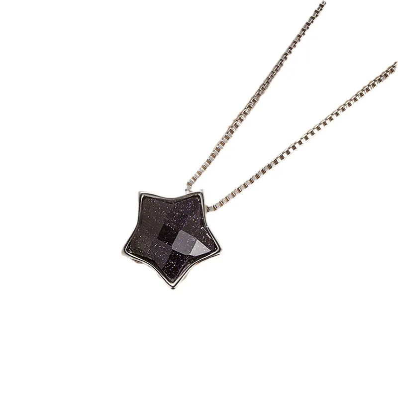 KOFSAC Trendy Crystal Purple Sand Star Pendant Necklace For Women Simple 925 Sterling Silver Jewelry Lady Clavicular Chain