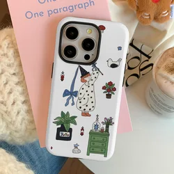Korean White Magic Girl Cartoon Manga Phone Case for IPHONE 16 15PRO MAX 14 13 12 11 Acrylic TPU Two in One Magnetic Phone Cases