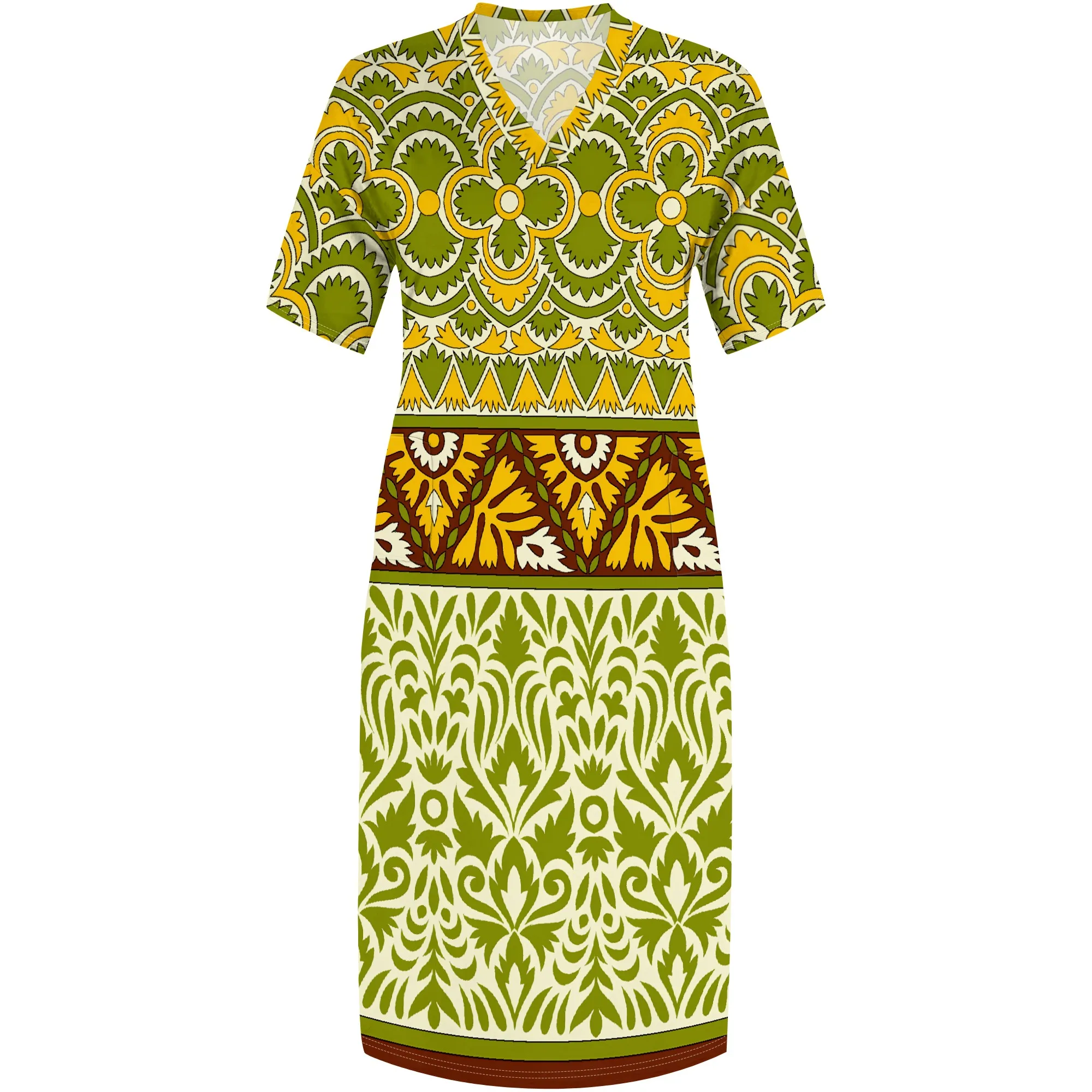 Nupusa 사파리 동물 프린트 드레스 여성용 플러스 사이즈 여름 캐주얼 V 넥 짧은 소매 맥시 드레스 (포켓 포함)