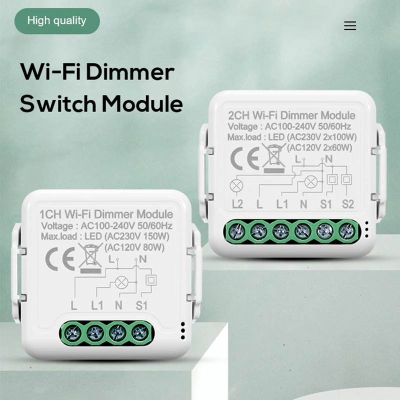 Modulo interruttore Dimmer intelligente Wifi fai-da-te Tuya/Smartlife APP telecomando bidirezionale compatibile con Alexa Google Home Voice Control