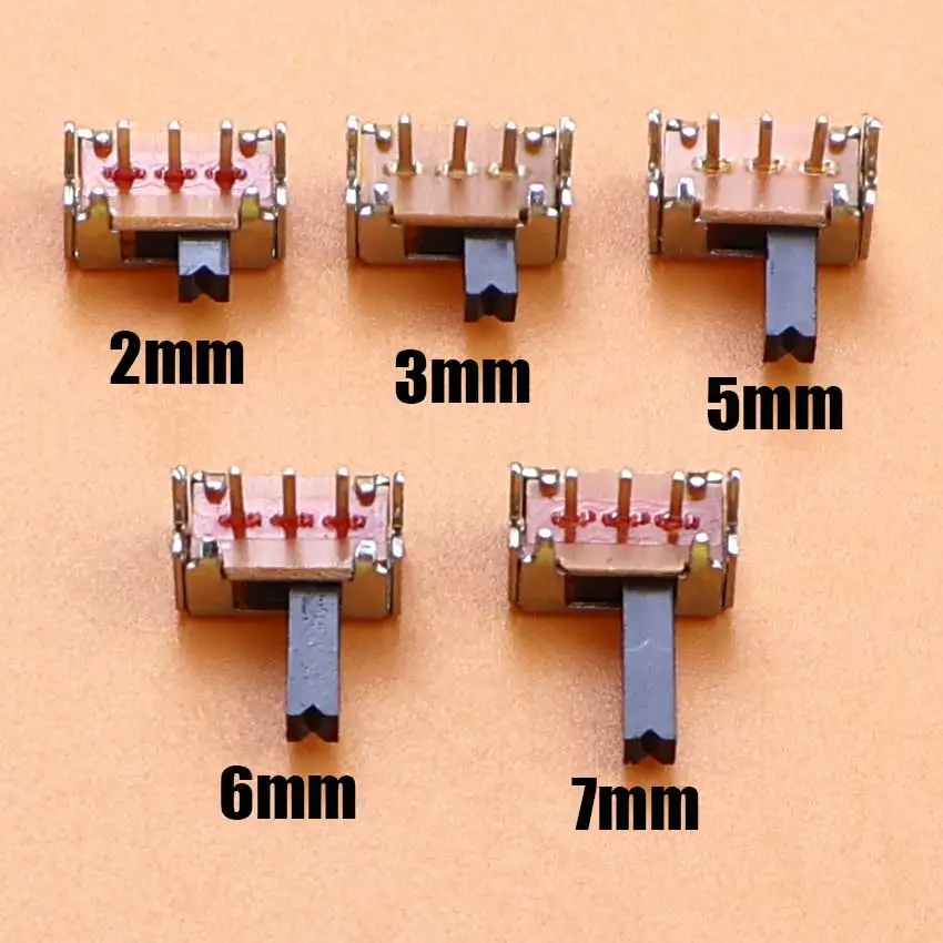 10~100pcs SK12D07VG SK12D07 G2 G3 G5 G7 Toggle Switch 3Pin PCB 1P2T Miniature Slide Switch Side Knob Handle High 2/3/4/5/6/7mm