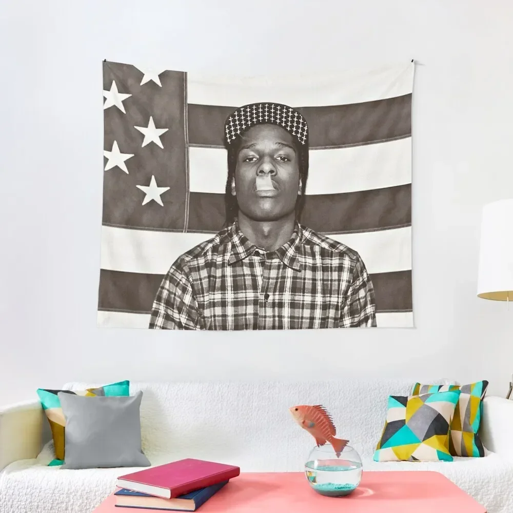 Black Asap White Flag Tapestry Room Ornaments Home Decorations Aesthetic Wall Carpet Wall Hanging Wall Tapestry