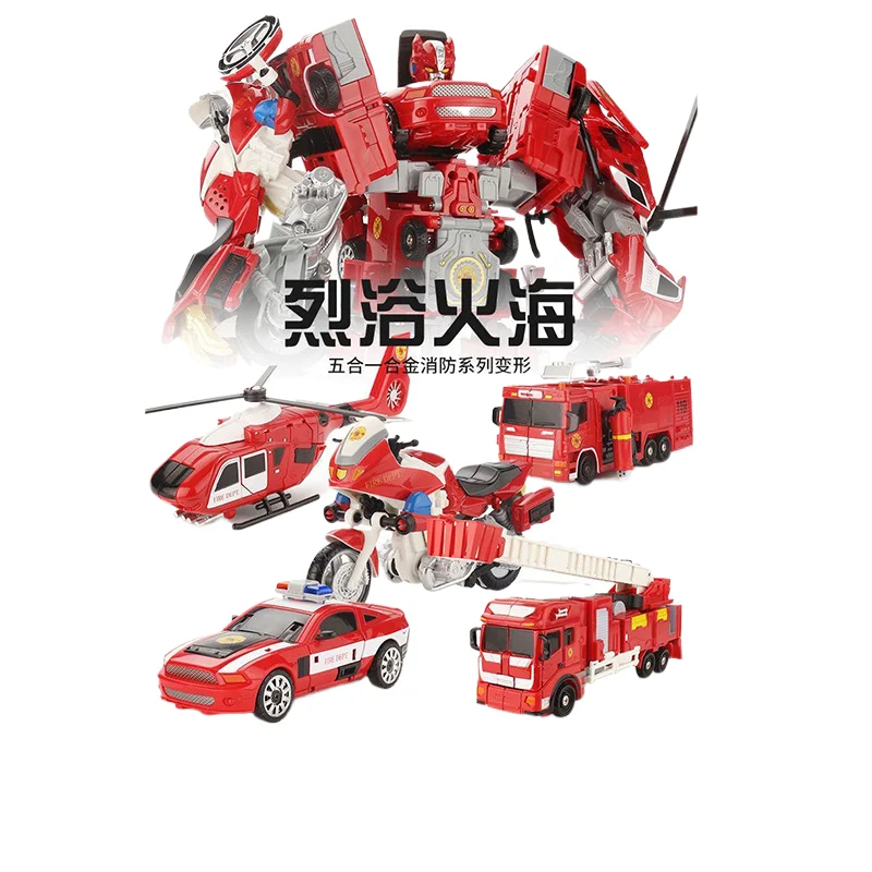 

KY308DS 5-in-1 sea of flames transformable robots Children toy transformable robot toys Children toy robot Model