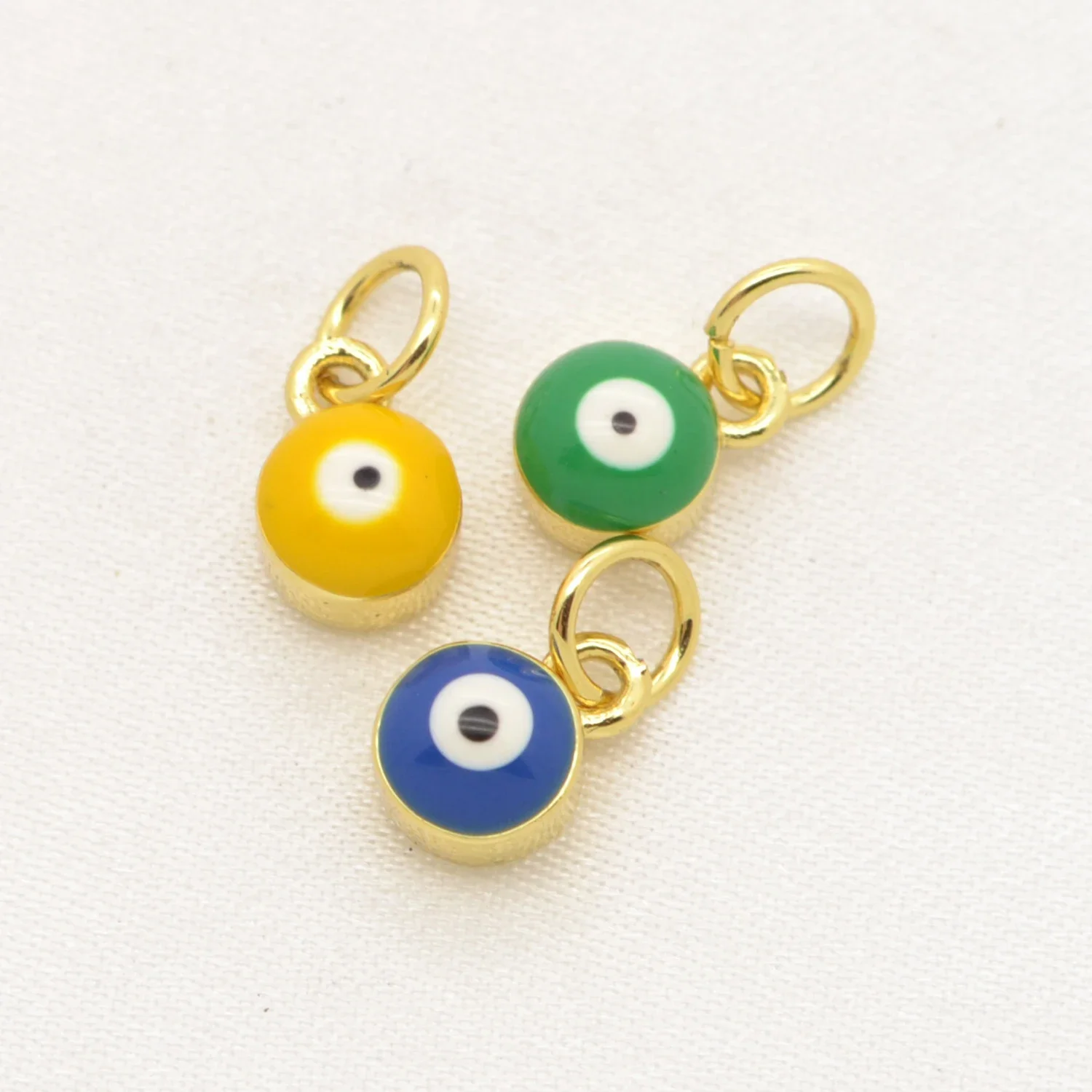 20 Pcs Devil Eye Colourful Enamel Mini Pendant Diy Bracelet Earrings Necklace Making Accessories Copper Plated Jewelry Wholesale