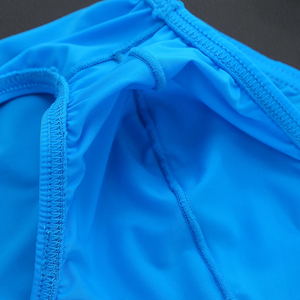 

Summer Men's Ice Silk Lightweight Briefs See Through Breathable Low Waist Underwear Elastic Quick Drying Panties