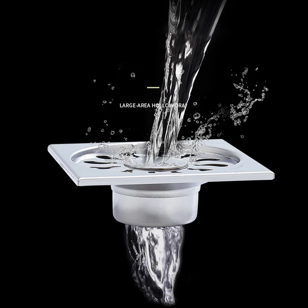 Silver High Performance Bathroom Shower Drain With Smooth Line And Round Edge Universal Drain Square