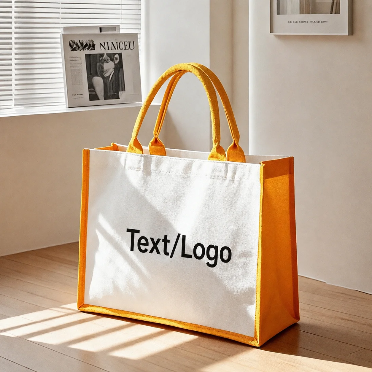 Custom Canvas Tote Bag Personalized Logo Handbag Large Capacity Student Daily Shopping Portable DIY Blank Canvas Shoulder Bag