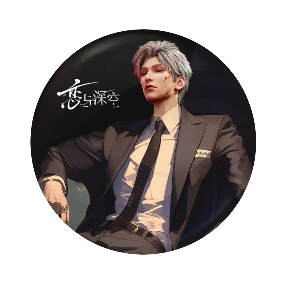 6 Pcs/Set Love And Deepspace Merchandise Cosplay Gift Set - Sylus Character Laser Ticket Postcard Lomo Card Badge