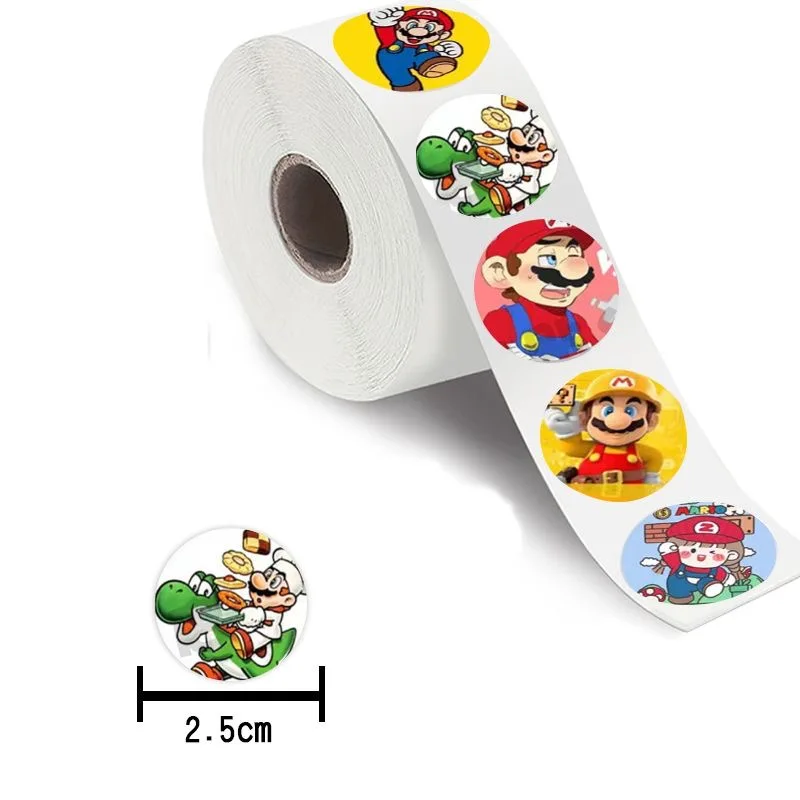 Pegatinas de Anime de Super Mario para niños, juguetes clásicos de papelería Kawaii, decoración de sellado de sobres de fiesta, regalo para niños, 500 piezas