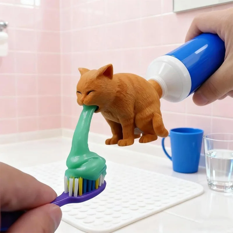 Funny Cat Vomited Toothpaste Dispenser Creative Spoof  Tooth