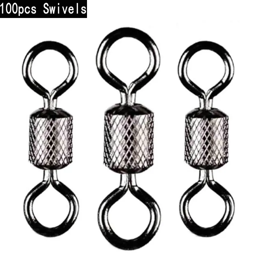 

100pcs Bearing Swivel Fishing Connector Stainless steel Ball Bearing Swivel Solid Ring Rolling Swivel Fishing Tools Accessories