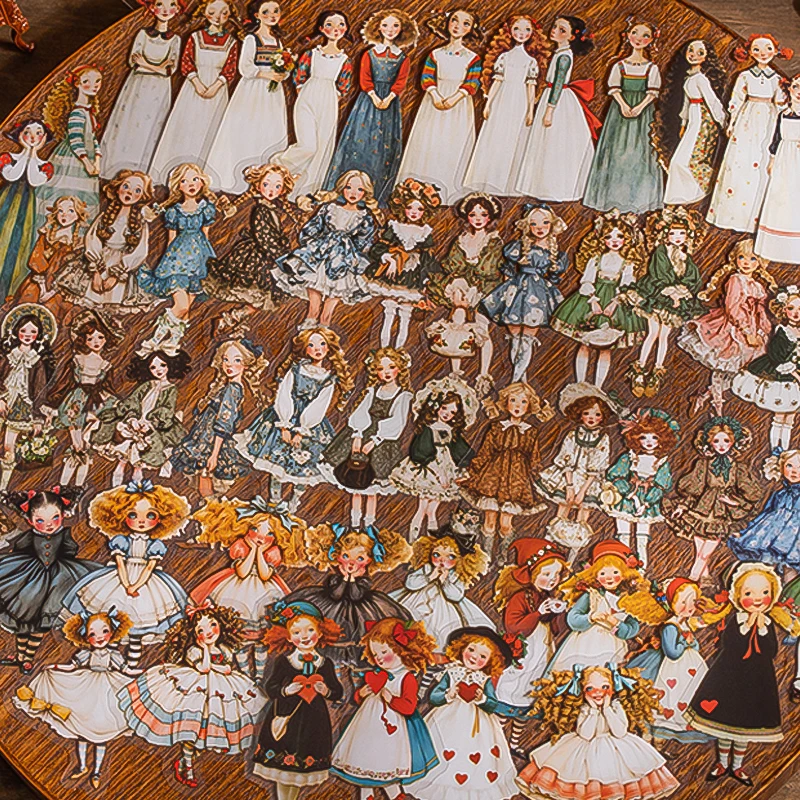 

Mr.Paper 30 Pcs/Pack Sweet Lolita Girl Vintage Character PET Sticker Packs, Victorian Dress Decorative Stickers for Scrapbooking