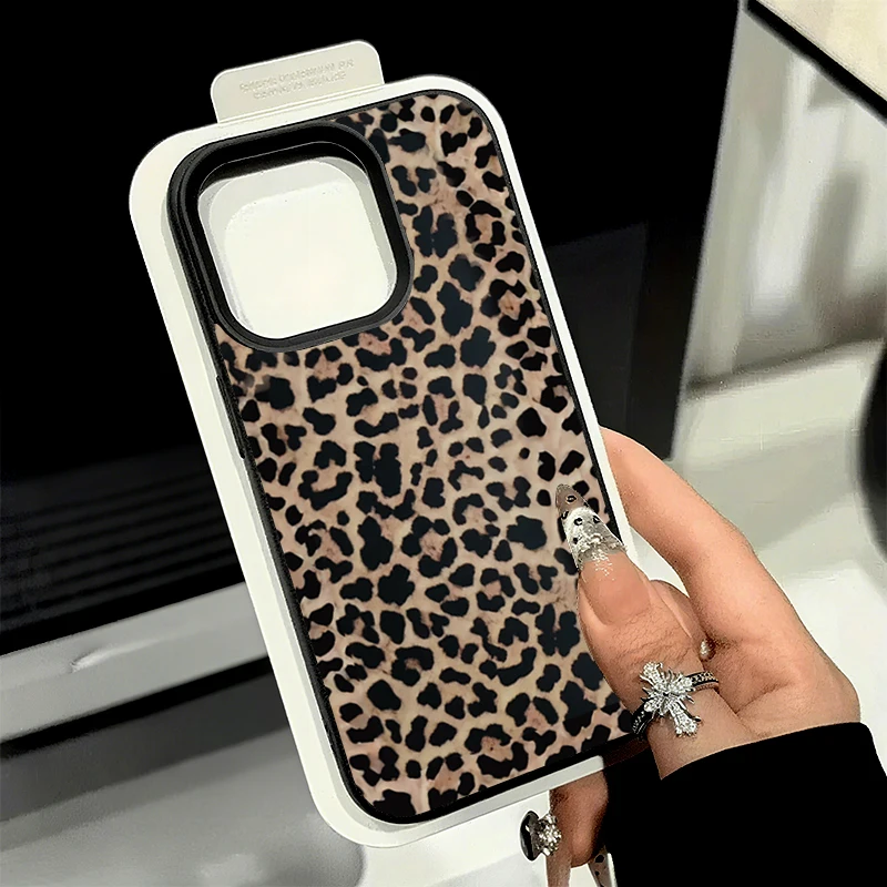 Coque de téléphone souple antichoc à texture léopard noir et litchi pour iPhone 17 Air 16 15 14 13 12 11 Pro Max X XS XR XS Plus 17 Pro