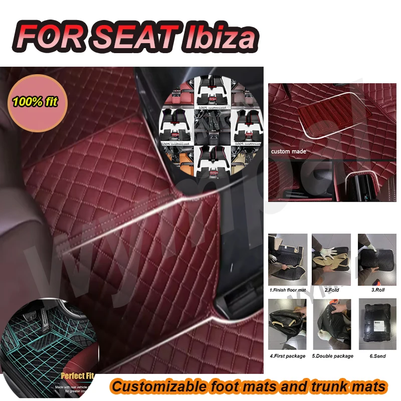 

Роскошные автомобильные коврики на заказ для SEAT Ibiza 2019 2020 2021, авто, роскошные кожаные коврики