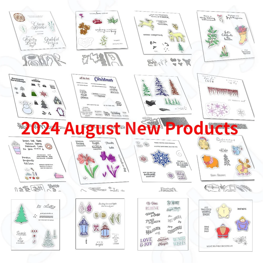 2024 New Christmas Metal Cutting Dies and Clear Stamps Set for DIY Birthday Card Making Perfect Scrapbooking Arts Crafts