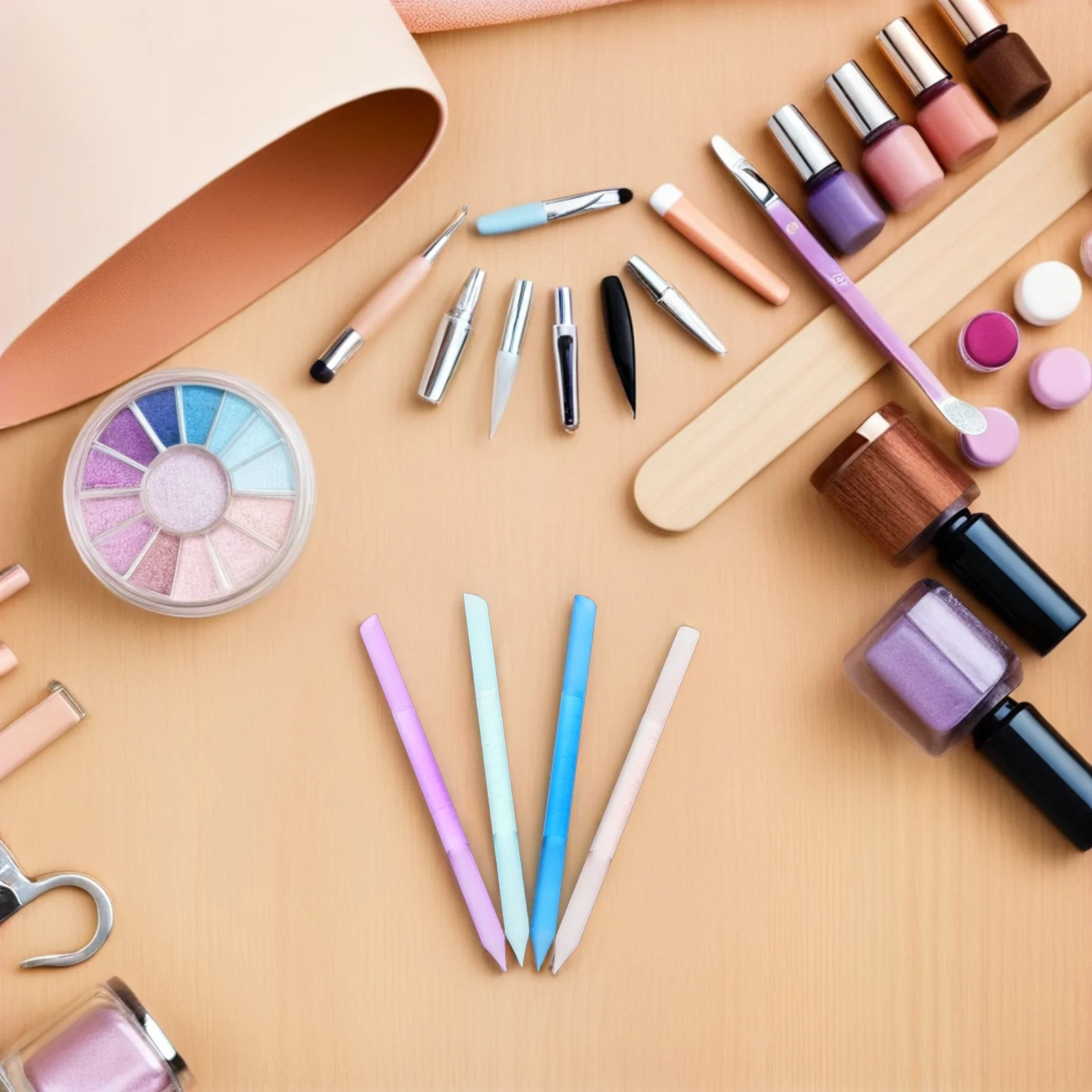 

4Pcs Nano Glass Nail File Double Side Cuticle Pusher Polisher Manicure Stick Precision Nail Buffer Filing Tool Home Salon Use