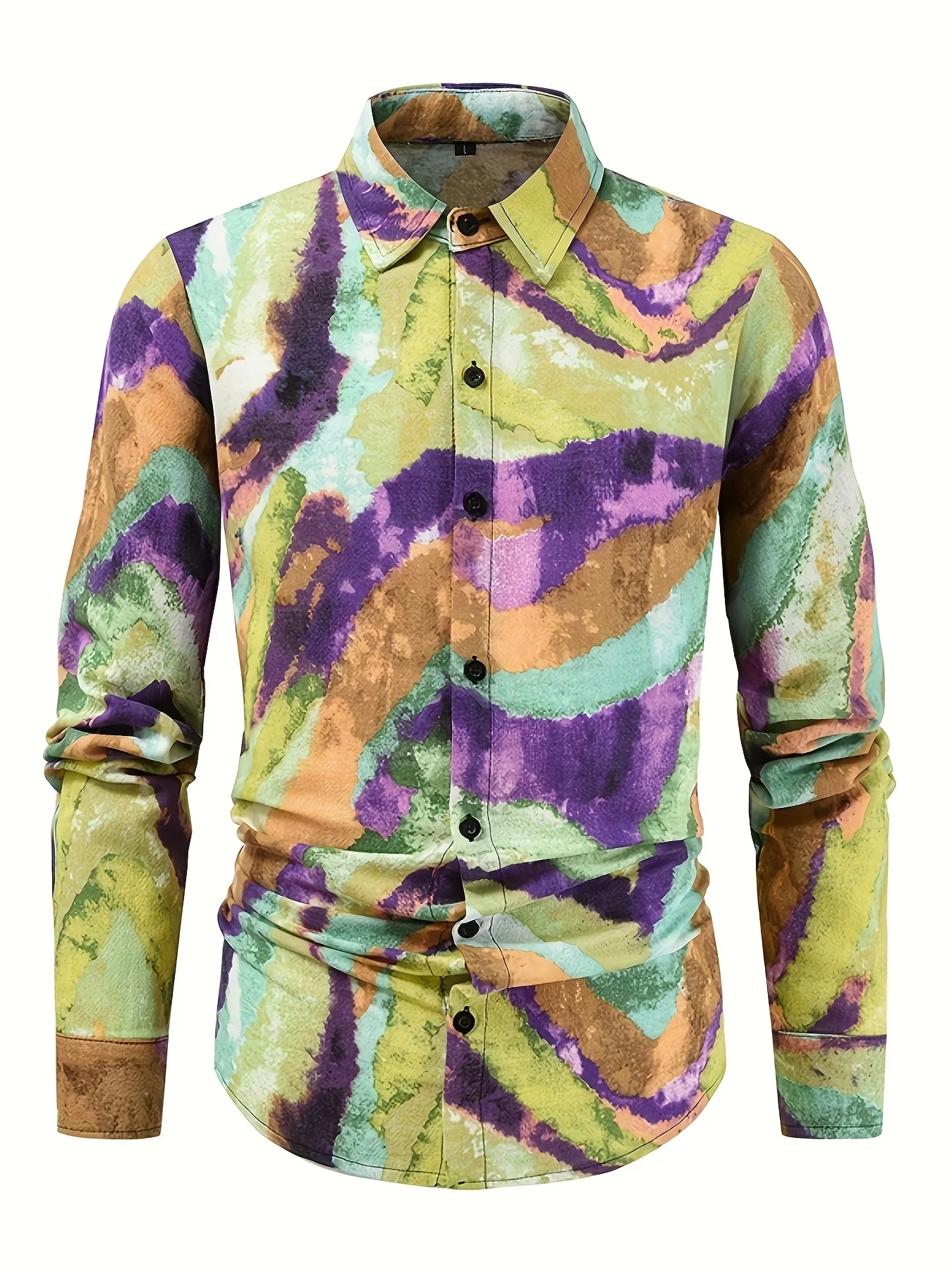 Men's Shirt Spring And Autumn New Long Sleeve Shirt with Turned Collar Fashion Design Elements Hawaiian Shirt Men's Clothing Top