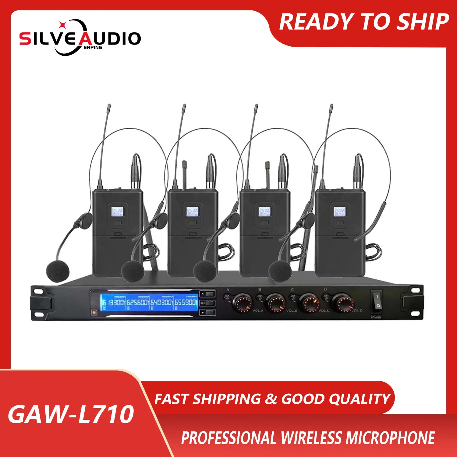 

GAW-L710 Professional UHF Microphone system With Four Wireless Mic Freely Adjustable 4-Channel Wireless Conference Microphone