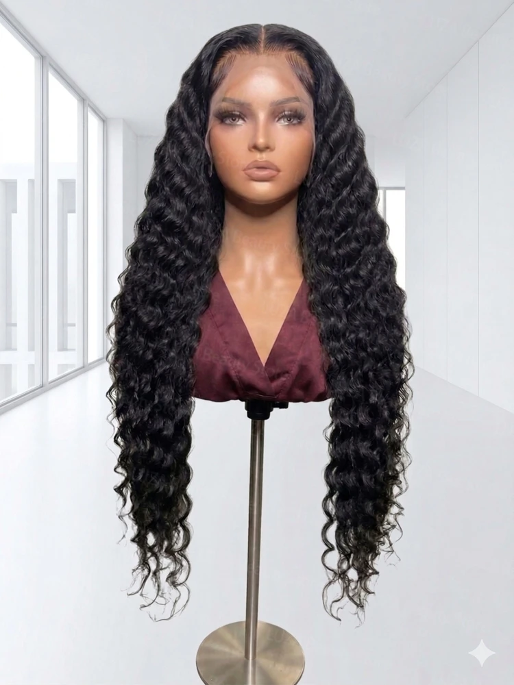 

Парик из натуральных волос Deep Wave 13x6 HD Lace Frontal, 30-40 дюймов, без клея, 250% плотность, бразильские кудри Water Curly, 5x5 13x4 Lace Front Wig