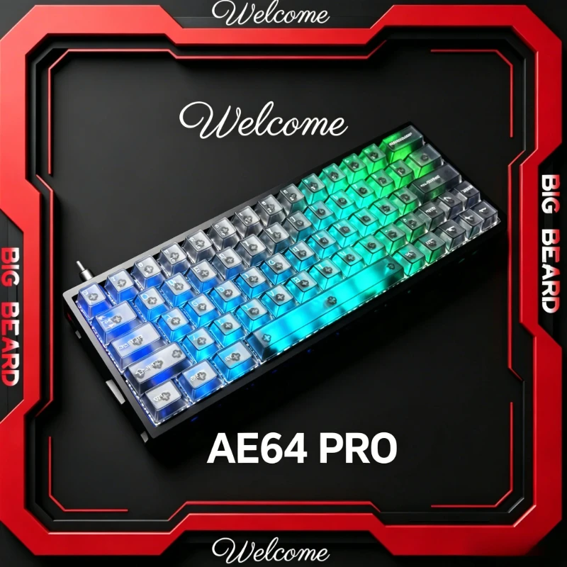 Teclado Gamer Everglide AE64 Pro HE com Switch Magnético Hall Effect, Suporte RT 0.001MM, Taxa de Polling de 8kHz, Dual RGB, ADC Link, SOCD, MT