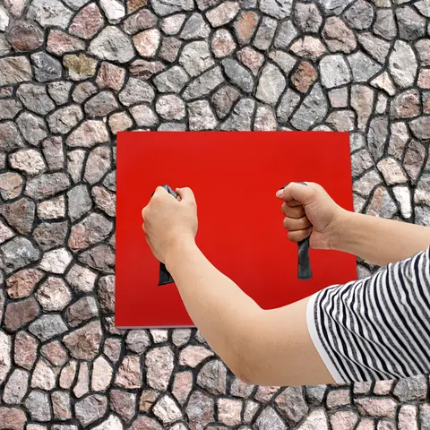 Red Concrete Stamps Mat PU Rectangular Concrete Stamping Mold Stone-like Pattern for Courtyard Path Driveways Sidewalk