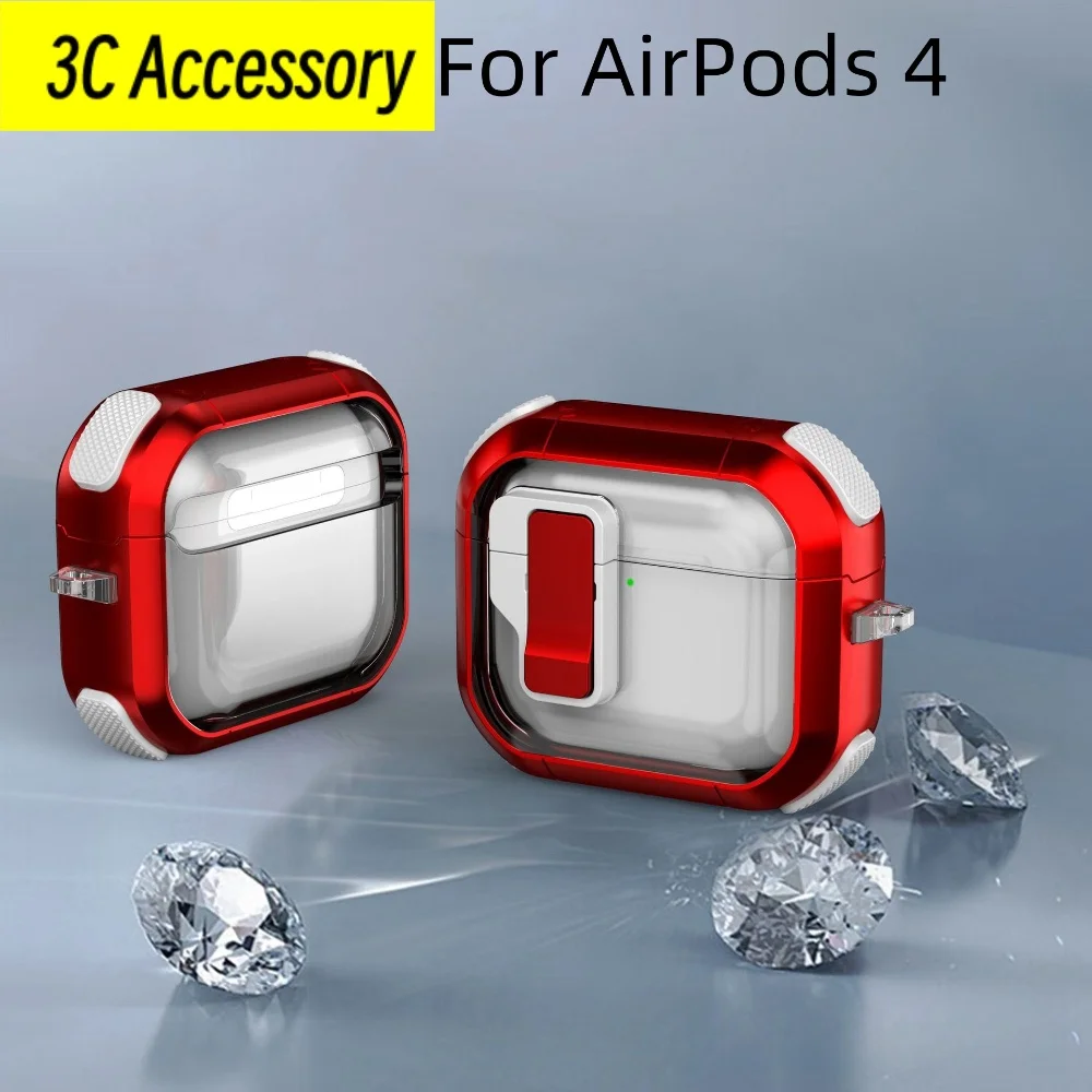 New For AirPods 4th Gen cover Four corner anti fall and shockproof semi transparent battle shield shell For AirPods 4th Gen case