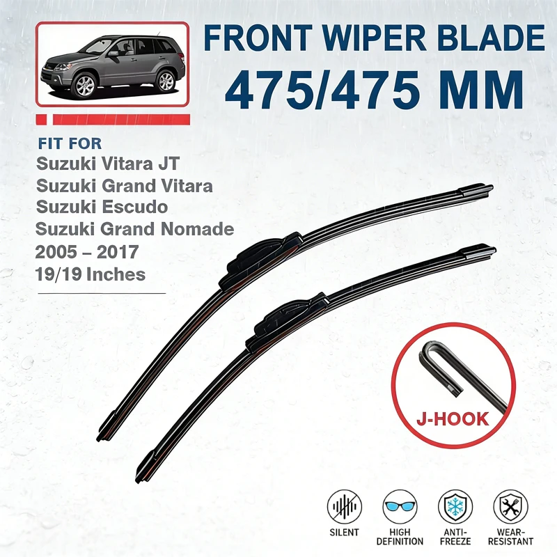 

Front Wiper Blades 19"+19" For Suzuki Vitara Escudo Nomade Grand Vitara 2005-2017 Windshield Windscreen Car Accessories 2016