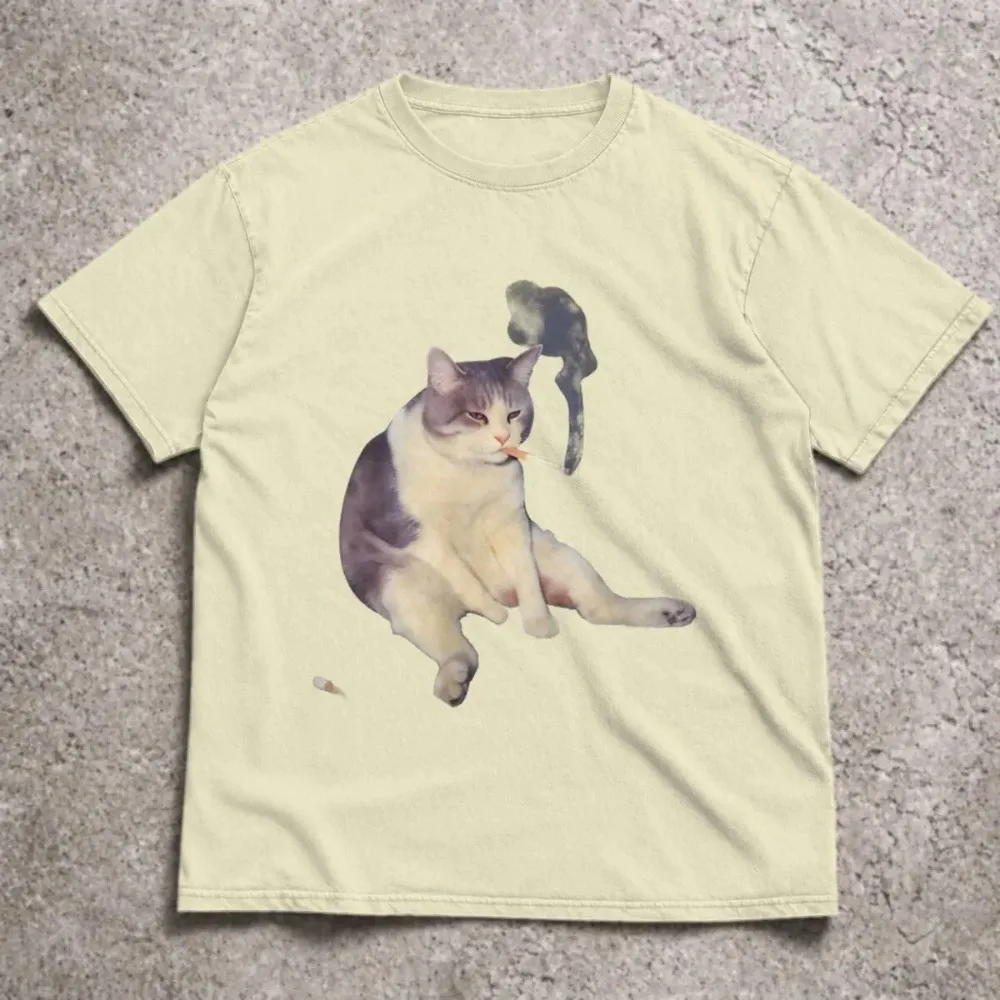 Niedliches Lustiges Katzen-Grafik-T-Shirt für Männer & Frauen 2026 Witziges Katzen-Meme Kurzarm-Shirt Mode Harajuku Kawaii T-Shirt Y2K Kleidung – Detail 5