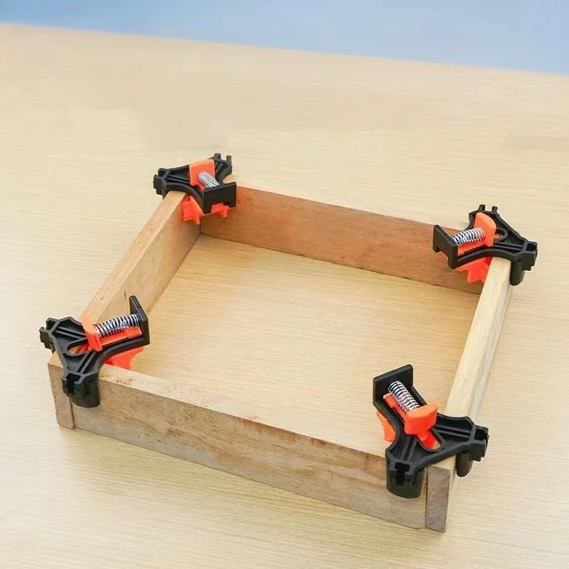 4Pcs 90 Degree Right Angle Clamp Woodworking Corner Fixing Clip Spring Corner Holder for Picture Frame Cabinet Box Assembly Tool