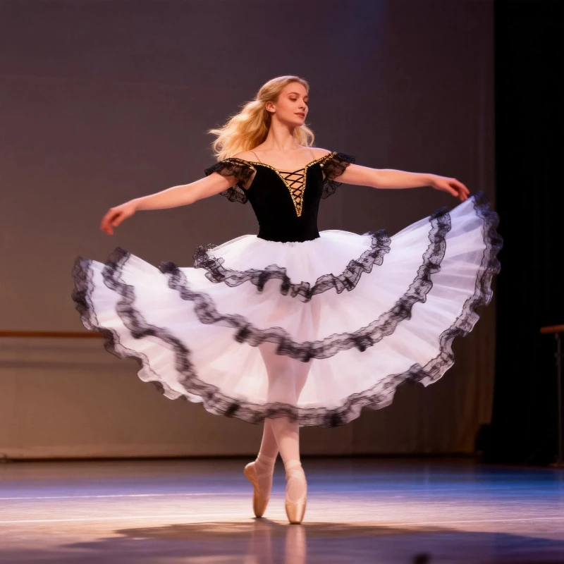 

Professional Ballet Dance Performance Romantic Tutu Long Skirt Black Red Spain Dress Girls Adult Children Ballet Clothes women