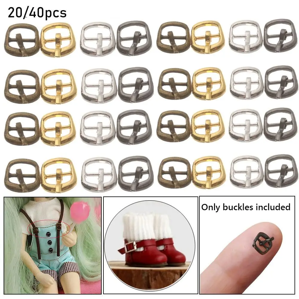 4 Colors 20/40pcs Newest 7mm Mini Ultra-small Tri-glide Belt Buckle Doll Bags Buckles Diy Doll Buttons Shoes Clothes Accessories