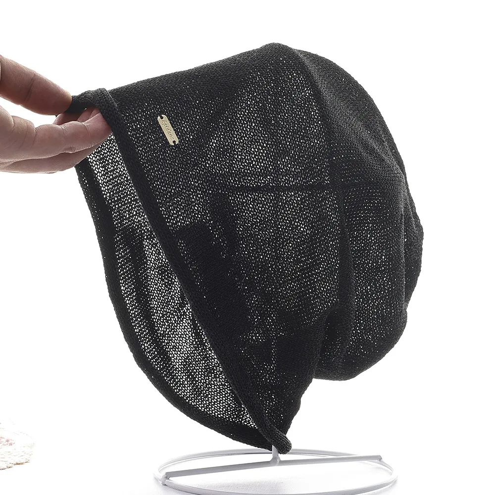 和紙麻冷帽子ビッグヘッドスタッキングハットプルオーバーハット女性用薄型通気性2026春夏新作エアコン対応