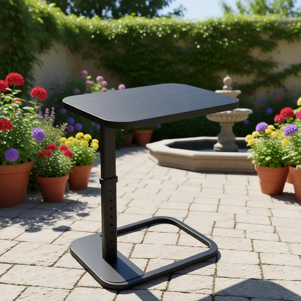 

Регулируемый по высоте металлический столик-подставка для ТВ в форме буквы C для закусок, ноутбуков и небольших помещений, черный