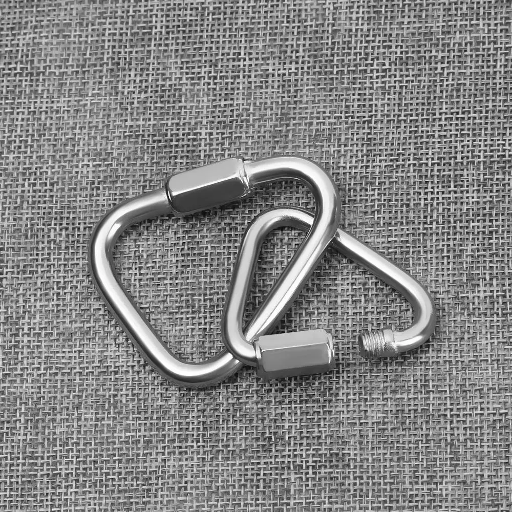 Steel Outdoor Camping Hiking Screw Lock Accessories Keychain Snap Clip Kettle Buckle Chain Hanging Hook Triangle Carabiner