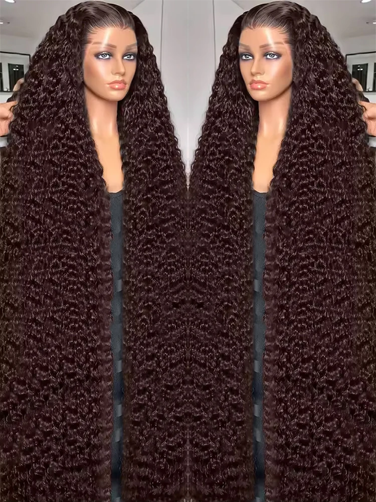 

Chocolate Brown 13x6 13x4 HD Lace Frontal Deep Wave Wig For Women Ready To Wear Curly Brown Colored 7x5 Glueless Wigs Human Hair